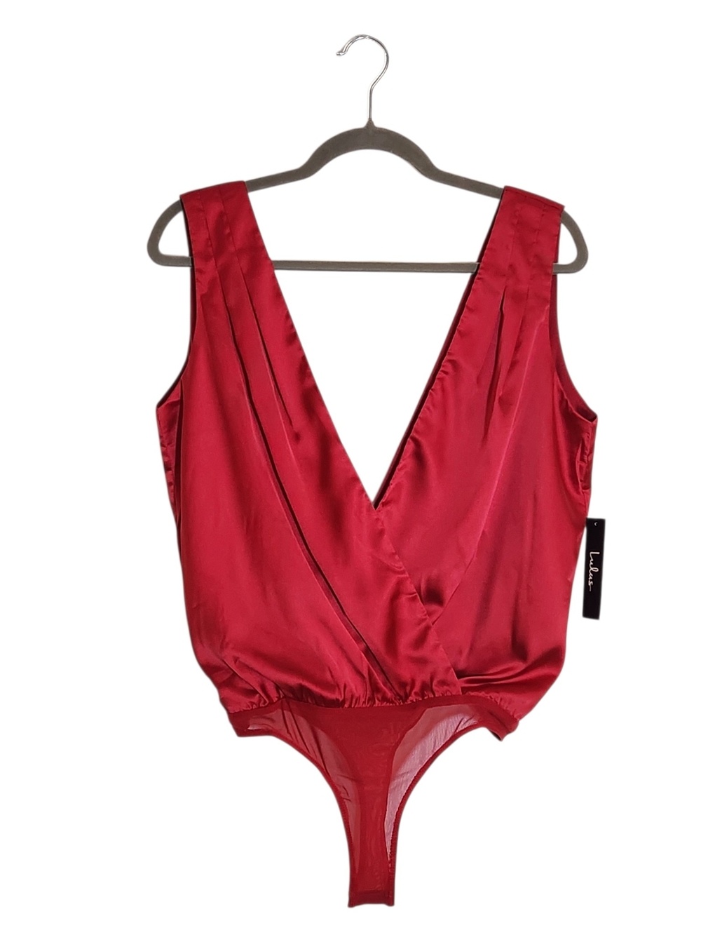 Lulus Sleeveless Red Satin Bodysuit Size Small NWT